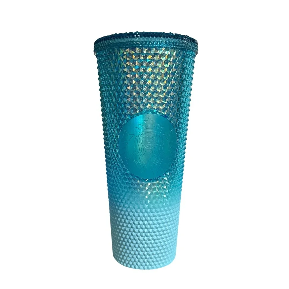 Starbucks 2023 Glacier Blue Ombre Gradient Studded Tumbler 24 oz NO Straw‎